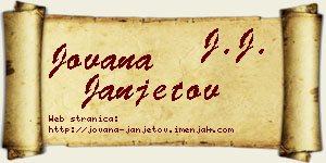 Jovana Janjetov vizit kartica